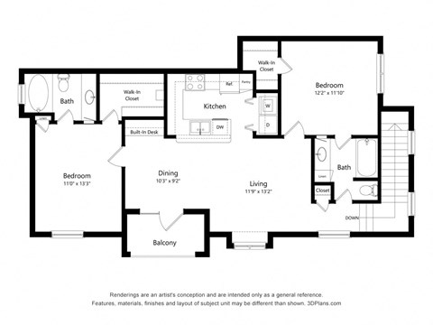 Dominium_Lakeside Pointe_2D_2 Bedroom-B5